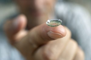 Contact Lens on Fingertip